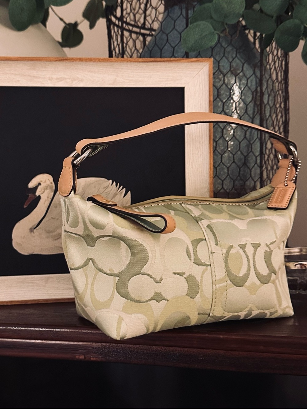 Rare Y2K Coach Optic Signature C Mini Bag / Pouch (6561) | Pistachio - Picture 4 of 16